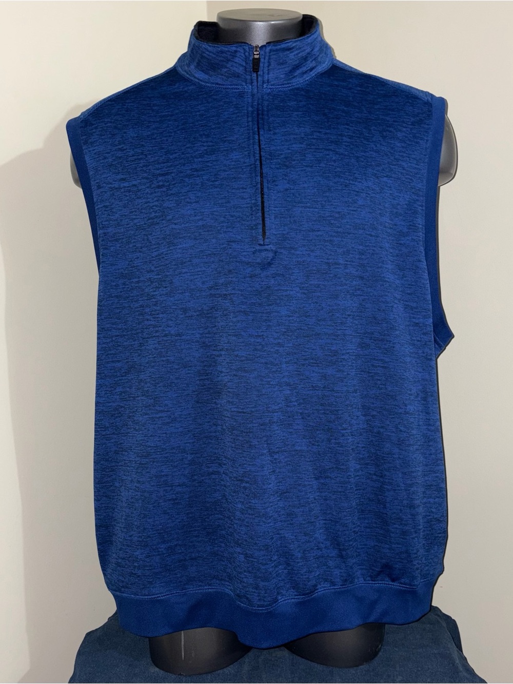 PGA Tour Men’s 3XL Golf Vest Blue Space Dye Quarter Zip Pullover Sleeveless